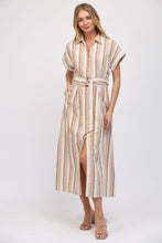 Load image into Gallery viewer, Windsor Linen Striped Midi Dress
