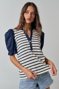 Veronica Contrast Stripe Top