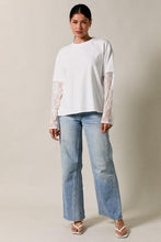 Load image into Gallery viewer, Just Call Me Later Lace Overlay Tee in White 24/07
