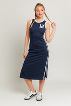 Load image into Gallery viewer, Varsity Navy T-shirt Dress
