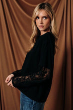Load image into Gallery viewer, Just Call Me Later Lace Overlay Tee in Black
