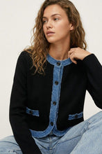 Load image into Gallery viewer, Laid Back Luxe Denim Mix Cardigan

