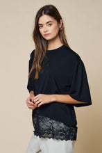 Load image into Gallery viewer, Just Darling Lace Tee in Black
