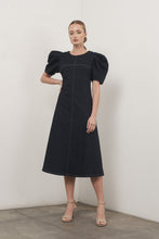 Load image into Gallery viewer, Riley Puff Dark Denim Dress
