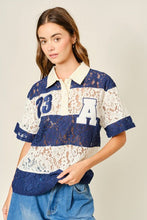 Load image into Gallery viewer, Making Moves Lace Polo Top
