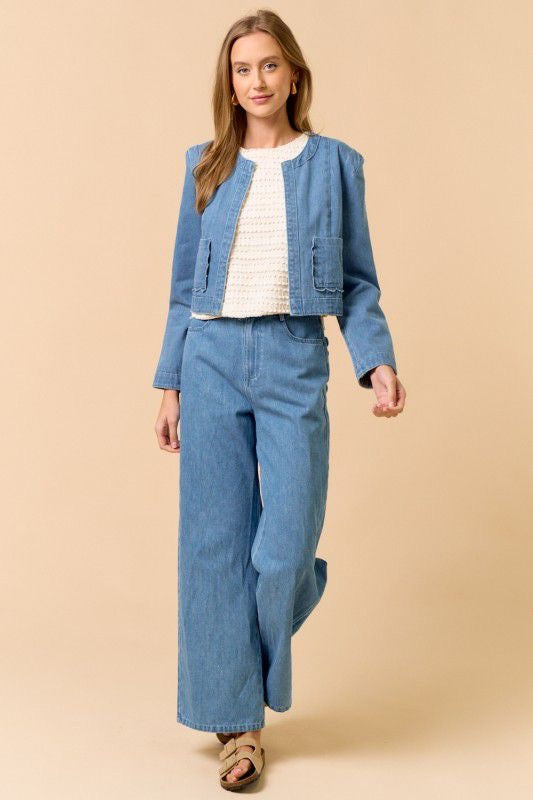 Best One Yet Scallop Denim Set