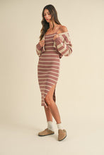 Load image into Gallery viewer, Rosebud Stripe Ribbed Dress Set
