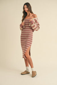 Rosebud Stripe Ribbed Dress Set