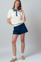 Load image into Gallery viewer, Tell Me More Denim Contrast Polo
