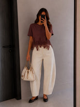 Load image into Gallery viewer, Graceful Aura Lace Tee in Brown
