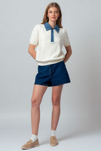 Load image into Gallery viewer, Tell Me More Denim Contrast Polo
