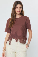 Load image into Gallery viewer, Graceful Aura Lace Tee in Brown
