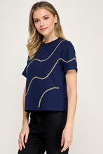 Load image into Gallery viewer, Glimmer Waves Tee in Navy
