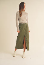 Load image into Gallery viewer, Washed Olive Maxi Skirt
