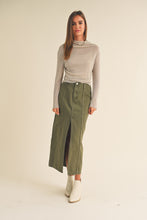 Load image into Gallery viewer, Washed Olive Maxi Skirt
