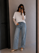 Load image into Gallery viewer, Just Call Me Later Lace Overlay Tee in White

