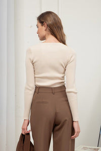 Elevated Essentials Ribbed Pullover in Champagne