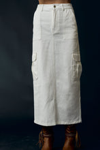 Load image into Gallery viewer, White Cargo Denim Maxi Skirt
