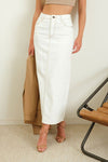 Elevated Essentials White Denim Midi Skirt