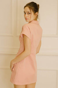 La Chemise Twill Dress in Peach