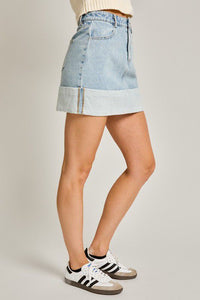 First Pick Cuffed Denim Skirt