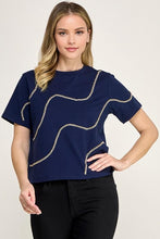 Load image into Gallery viewer, Glimmer Waves Tee in Navy
