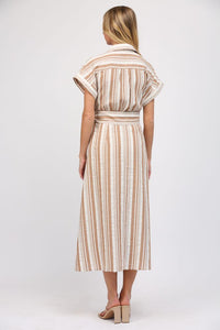 Windsor Linen Striped Midi Dress