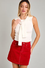 Load image into Gallery viewer, Preppy Gal Tie Detail Top in White
