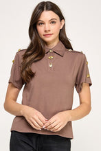 Load image into Gallery viewer, She’s Charmed Mocha Polo Top
