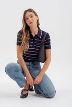 Load image into Gallery viewer, Elevated Essentials Navy Striped Polo
