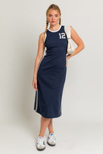 Load image into Gallery viewer, Varsity Navy T-shirt Dress
