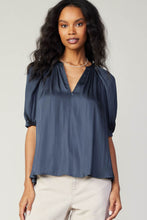 Load image into Gallery viewer, Subtly Chic Navy Silk Blouse
