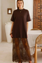 Load image into Gallery viewer, Sweet Intentions Lace Mix Dress in Brown
