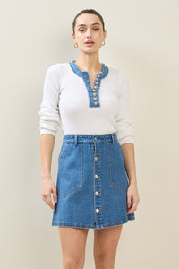 No Comparison Denim Mix Sweater