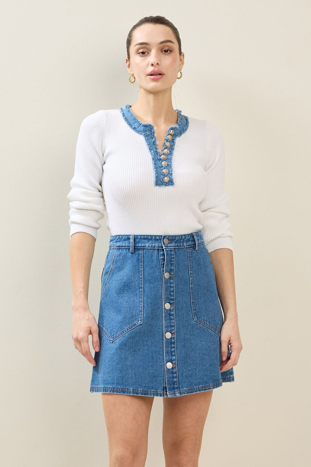 No Comparison Denim Mix Sweater