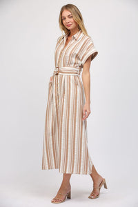 Windsor Linen Striped Midi Dress