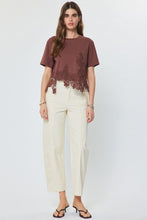 Load image into Gallery viewer, Graceful Aura Lace Tee in Brown
