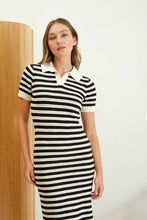 Load image into Gallery viewer, Elevated Essentials Crochet Polo Dress Black Combo
