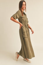 Load image into Gallery viewer, Olive Cupro Tencel Shirtdress
