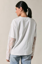 Load image into Gallery viewer, Just Call Me Later Lace Overlay Tee in White 24/07
