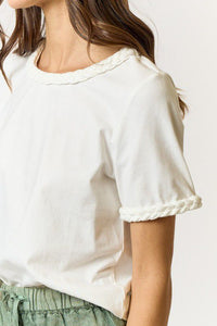 Soft Whispers White Braided Tee