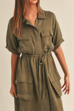 Load image into Gallery viewer, Olive Cupro Tencel Shirtdress
