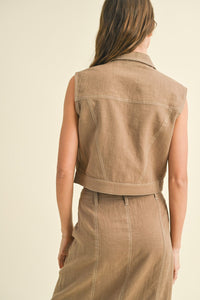 Agency Linen Set in Mocha (Skirt + Vest)