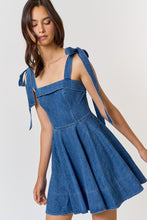 Load image into Gallery viewer, Denim &amp; Bows Pleated Dress
