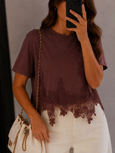 Load image into Gallery viewer, Graceful Aura Lace Tee in Brown
