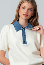 Load image into Gallery viewer, Tell Me More Denim Contrast Polo
