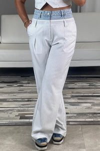 All Eyes on Me Denim Pinstripe Set