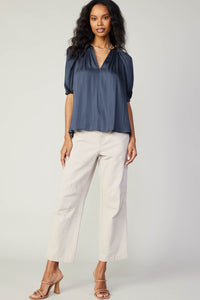 Subtly Chic Navy Silk Blouse