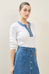 No Comparison Denim Mix Sweater
