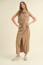 Load image into Gallery viewer, Agency Linen Set in Mocha (Skirt + Vest)
